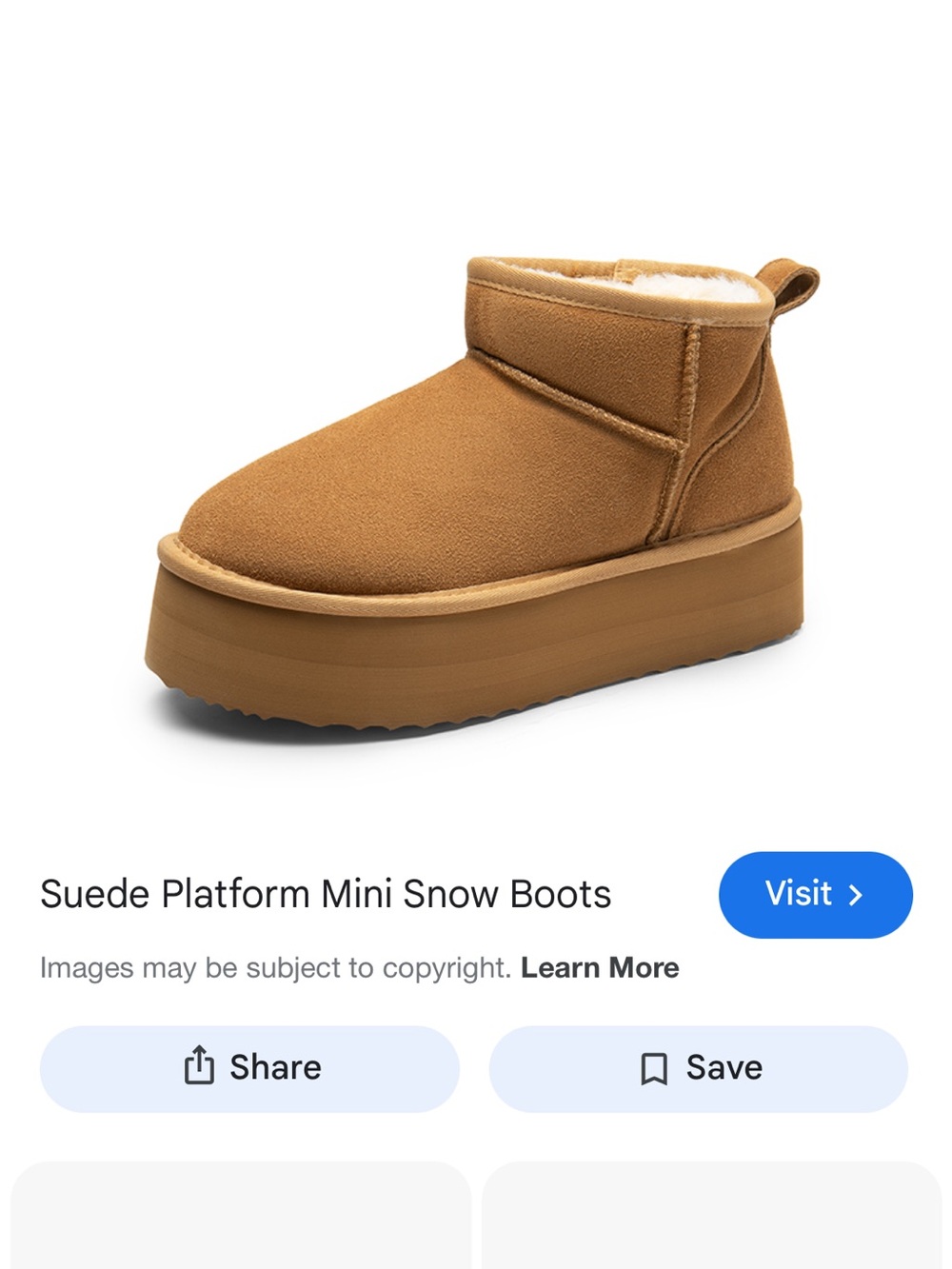 New in the box Dream Pairs Suede Platform Mini Snow Boots - Chestnut